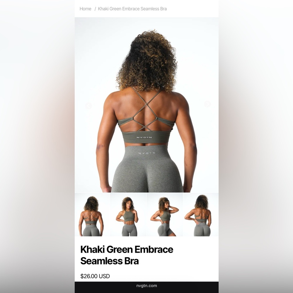 NVGTN Khaki green Embrace Seamless Bra